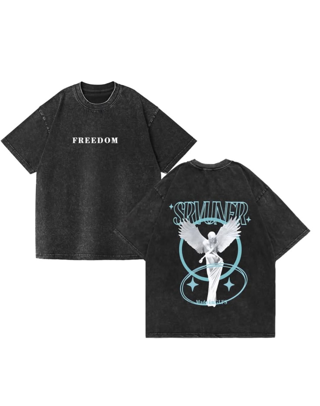 ACID WASH DROP SHOULDER ANGEL SLAY