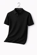 MEN's RIBBED KNIT POLO BLACK