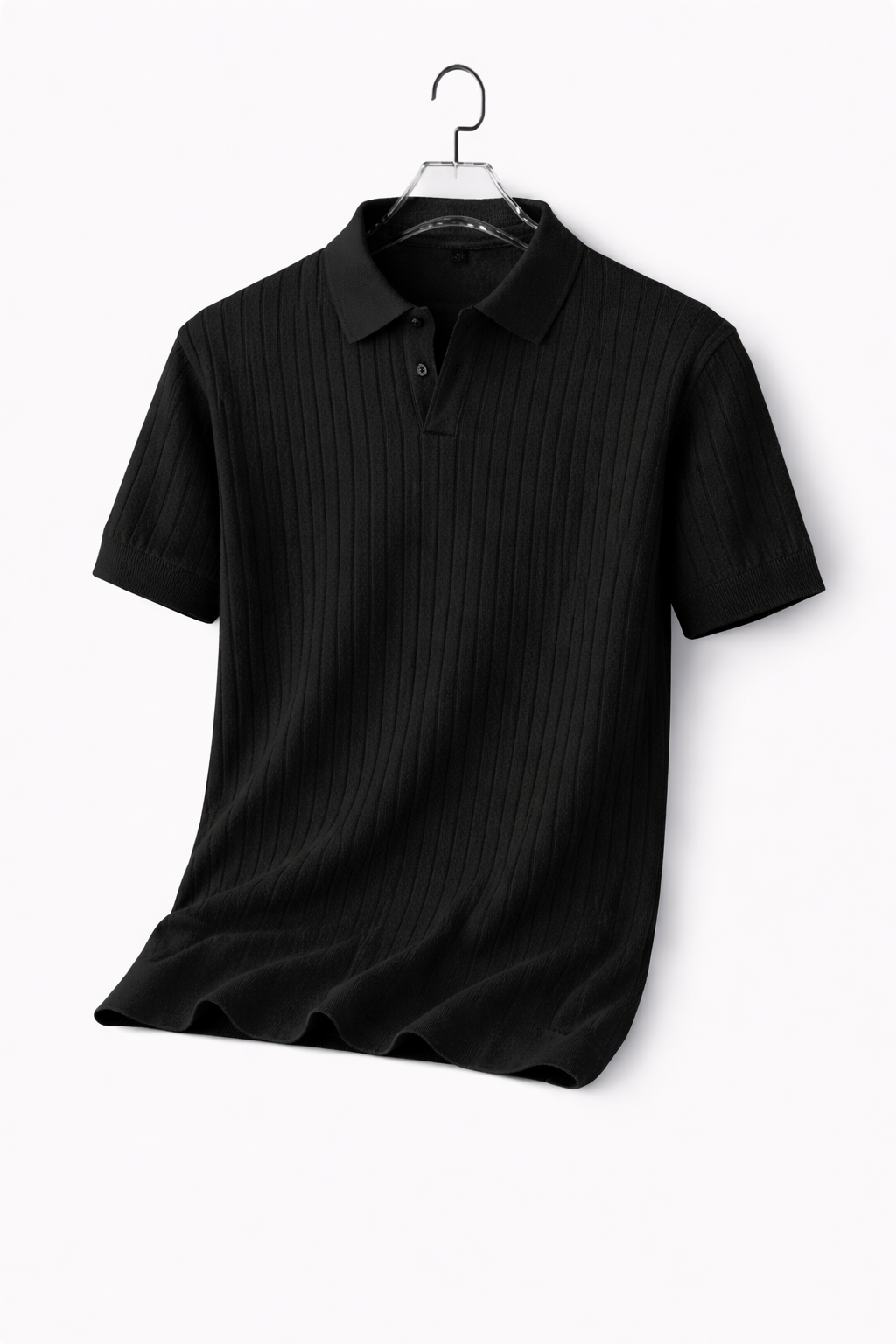 MEN's RIBBED KNIT POLO BLACK