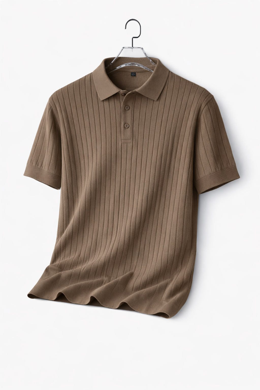 MEN's RIBBED KNIT POLO BROWN