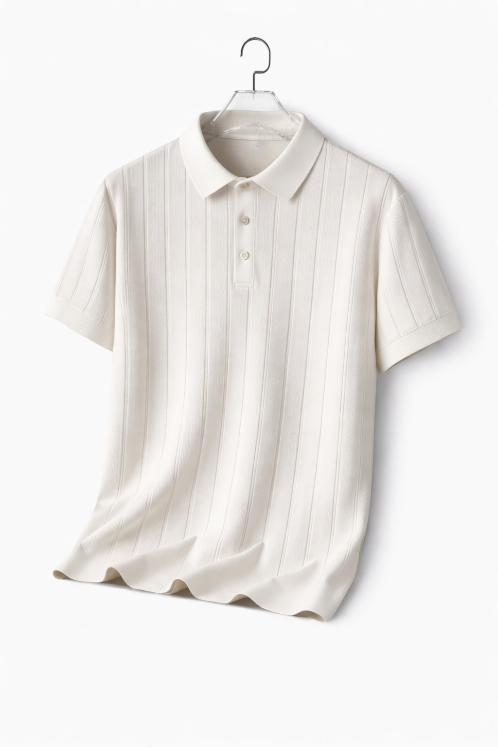 MEN's RIBBED KNIT POLO WHITE