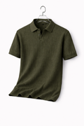 MEN's RIBBED KNIT POLO OLIVE GREEN
