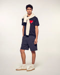 HEART ROUND NECK BLUE TEES