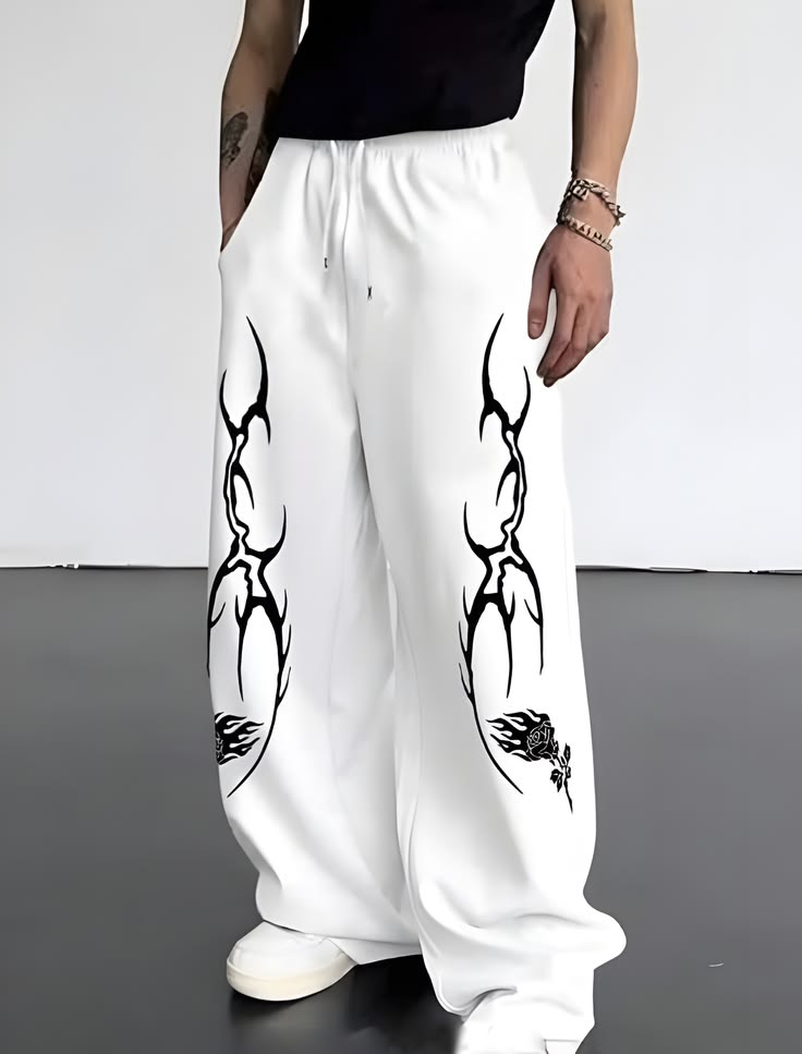 BAGGY PRINTED TROUSER WHITE KNIGHT