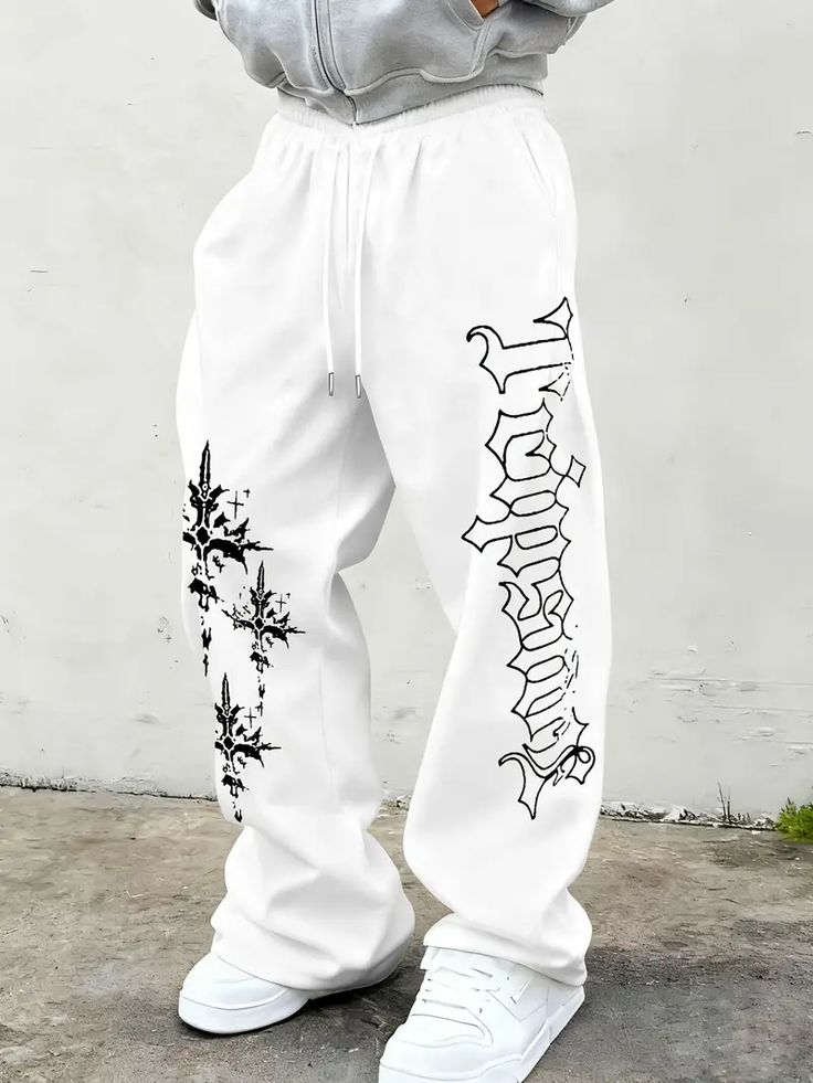 BAGGY PRINTED TROUSER WHITE GEN Z